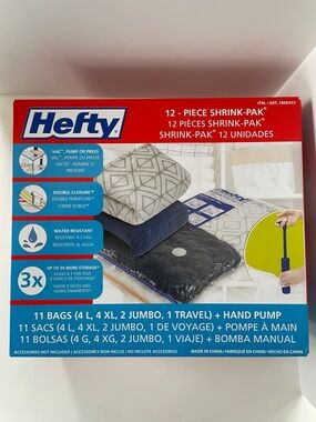 Hefty 12pc Shrink-Pak Vacuum Storage Bag Set NIB